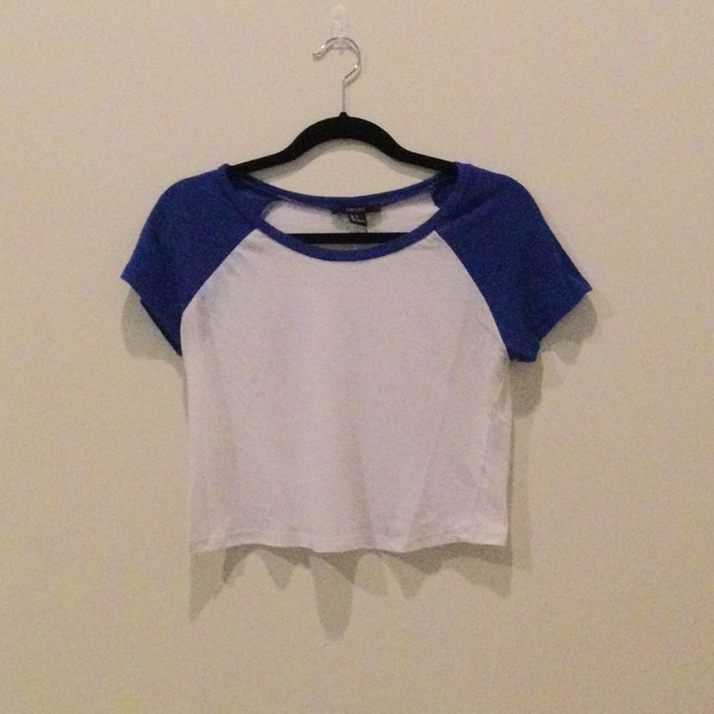 Blue and White Cropped Tee